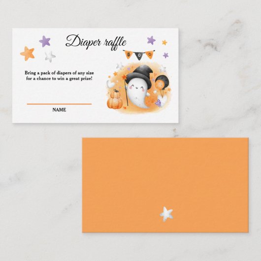 Halloween Baby shower Boo Luier Raffle Kaart (Voorkant / Achterkant)