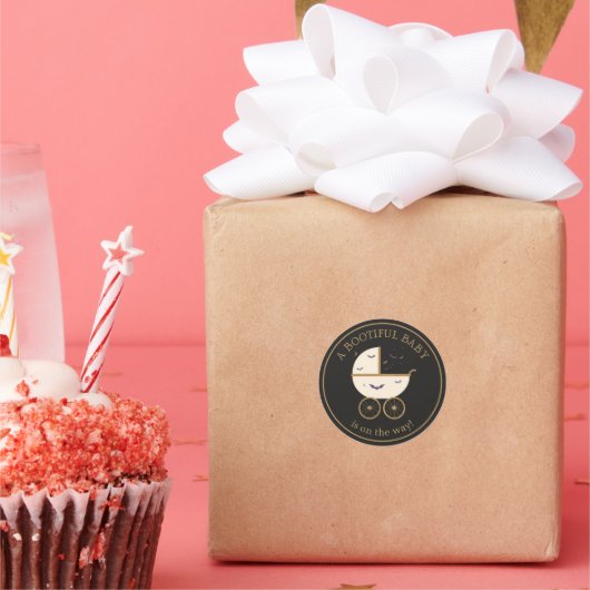 Halloween Baby shower Bootiful Baby Ronde Sticker (Feest)