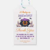 Halloween baby shower brouwen dank u schattig cadeaulabel (Achterkant)