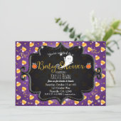 HALLOWEEN BABY SHOWER Candy Corn Ghost Invitation Kaart (Staand voorkant)