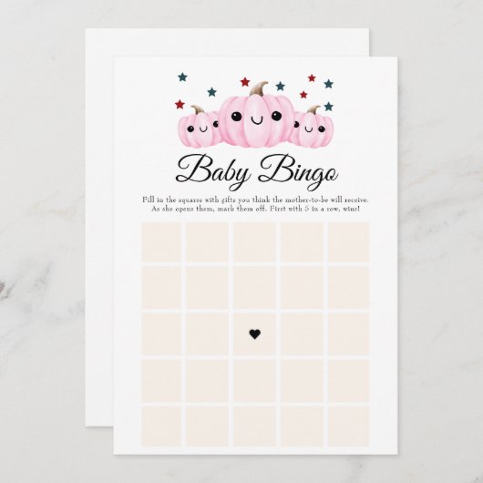 Halloween Baby Shower Cute Boo Baby Shower Bingo Kaart (Voorkant / Achterkant)