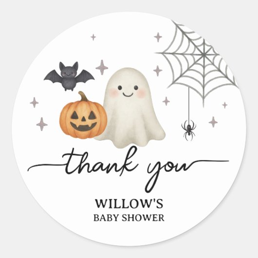 Halloween Baby shower Dank je Ronde Sticker (Voorkant)