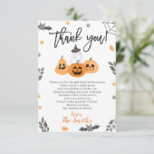 Halloween Baby shower Dank je wel kleine boe Bedankkaart (Staand voorkant)