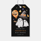 Halloween Baby shower dank je zwart Cadeaulabel (Voorkant)