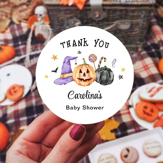 Halloween Baby shower Dank u Ronde Sticker