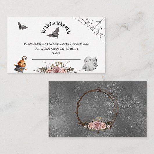 Halloween baby shower diaper omhullingskaart informatiekaartje (Voorkant / Achterkant)