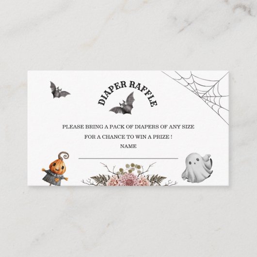 Halloween baby shower diaper omhullingskaart informatiekaartje (Voorkant)
