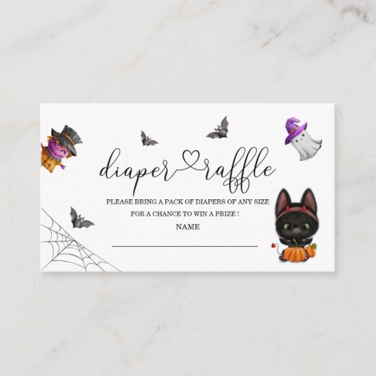 Halloween baby shower diaper omhullingskaart informatiekaartje (Voorkant)