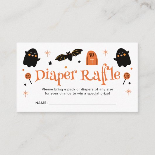 Halloween Baby shower Diaper Raffle Informatiekaartje (Voorkant)