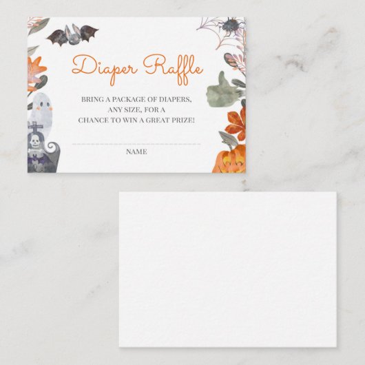 Halloween Baby shower Diaper Raffle Insert Informatiekaartje (Voorkant / Achterkant)