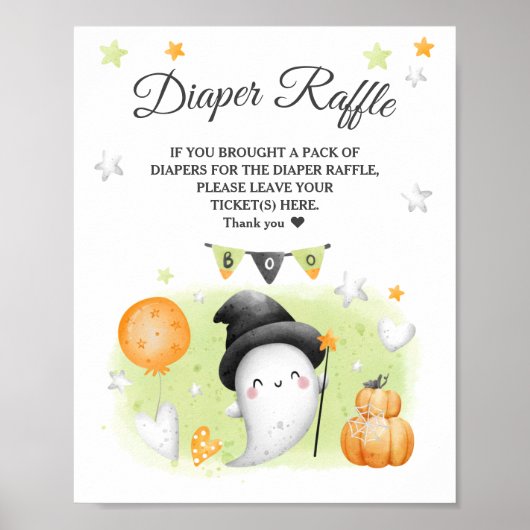 Halloween Baby shower Diaper Raffle Sign Poster (Voorkant)