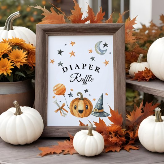 Halloween Baby shower Diaper Raffle Sign Poster