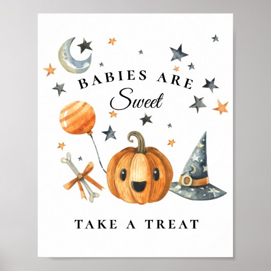 Halloween Baby shower Favor Sign Little Boo Poster (Voorkant)