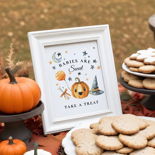 Halloween Baby shower Favor Sign Little Boo Poster