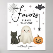 Halloween Baby shower Favors Sign Poster (Voorkant)