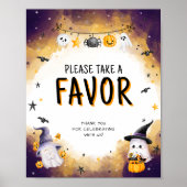 Halloween Baby shower Favors Sign Poster (Voorkant)
