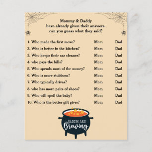 Halloween Baby shower Game Raad eens wie mama of p