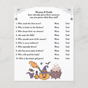 Halloween Baby shower Game Raad eens wie mama of p