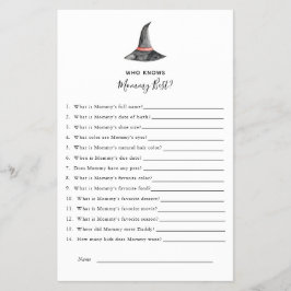 Halloween Baby shower Game Witch die mama kent Flyer