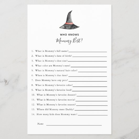 Halloween Baby shower Game Witch die mama kent Flyer (Voorkant)