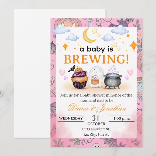 Halloween Baby shower gepersonaliseerde uitnodigin (Voorkant / Achterkant)