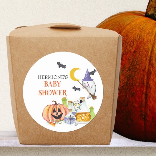 Halloween Baby shower Ghost en Magic Potion Ronde Sticker