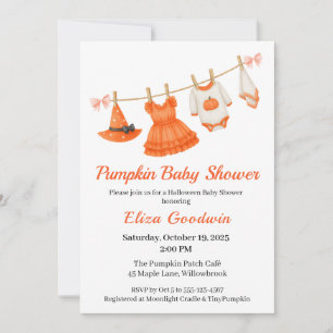 Halloween Baby shower Girl Little Witch Pumpkin Kaart