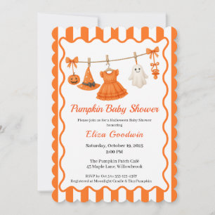 Halloween Baby shower Girl   Little Witch Pumpkin Kaart