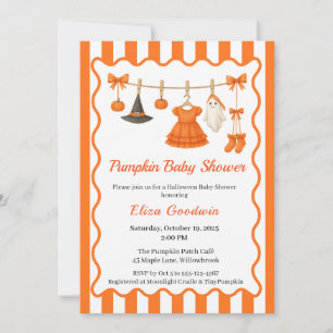 Halloween Baby shower Girl   Little Witch Pumpkin Kaart