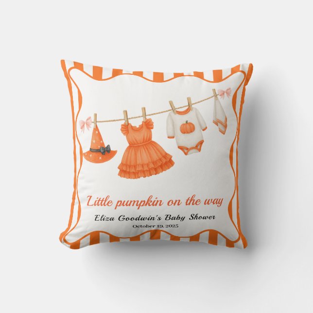 Halloween Baby shower Girl | Little Witch Pumpkin Kussen (Voorkant)