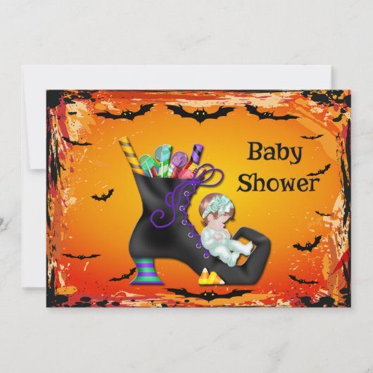 Halloween Baby shower Girl op Snoep Witch Boot Kaart (Voorkant)