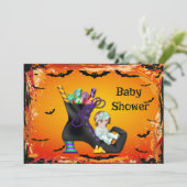 Halloween Baby shower Girl op Snoep Witch Boot Kaart (Staand voorkant)