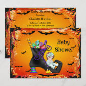 Halloween Baby shower Girl op Snoep Witch Boot Kaart (Voorkant / Achterkant)