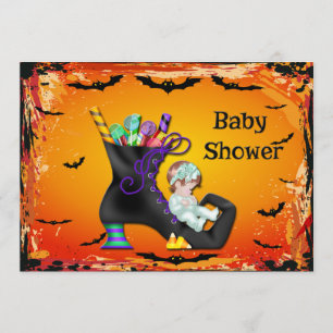 Halloween Baby shower Girl op Snoep Witch Boot Kaart