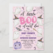 Halloween Baby shower Girl Pink Little Boo Ghost Kaart (Voorkant)