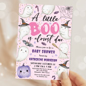 Halloween Baby shower Girl Pink Little Boo Ghost Kaart