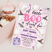 Halloween Baby shower Girl Pink Little Boo Ghost Kaart