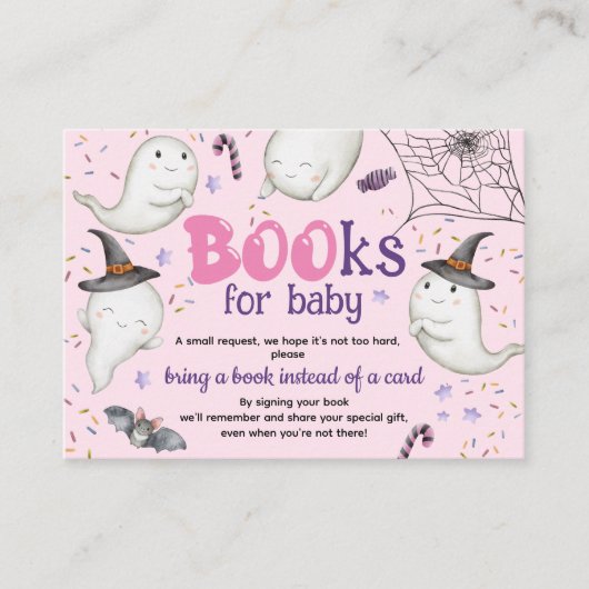 Halloween Baby shower Girl Roze Boeken voor Baby Informatiekaartje (Voorkant)