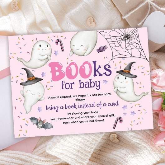 Halloween Baby shower Girl Roze Boeken voor Baby Informatiekaartje
