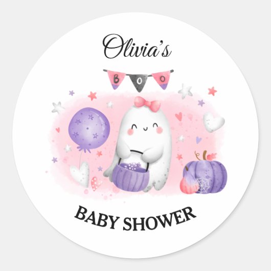 Halloween Baby shower Girl Sticker Little Boo (Voorkant)