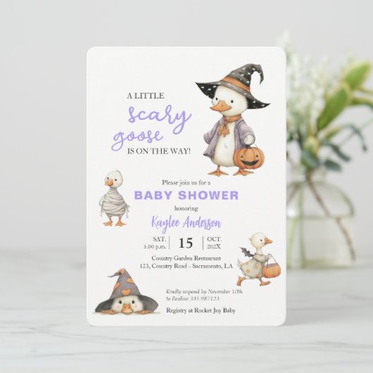 Halloween Baby Shower goose funny invitation Kaart (Staand voorkant)