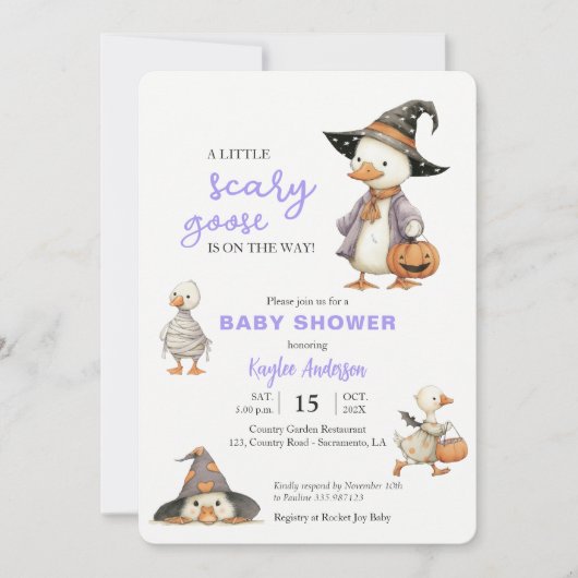 Halloween Baby Shower goose funny invitation Kaart (Voorkant)