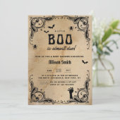 Halloween Baby shower  Gothic Little Boo Kaart (Staand voorkant)