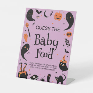 Halloween Baby shower Guess de Baby Food Game Reclamebord Met Voetstuk