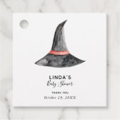 Halloween Baby shower heks pet simpele elegant Bedankjes Labels (Voorkant)