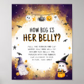 Halloween Baby shower Hoe groot is haar buikspel Poster (Voorkant)
