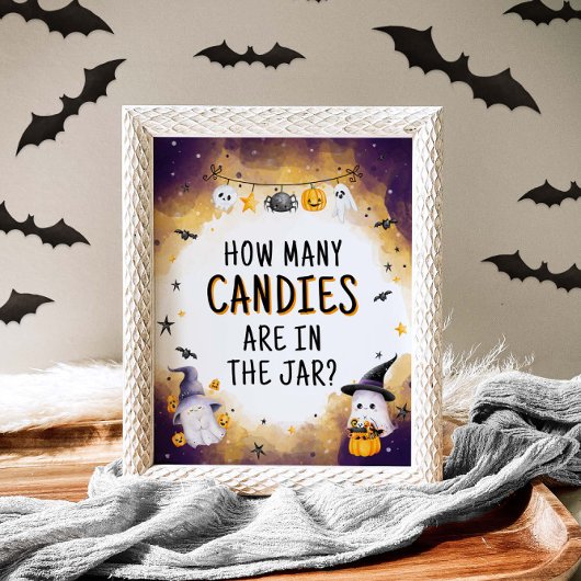 Halloween Baby shower Hoeveel Snoepjes Game Sign Poster