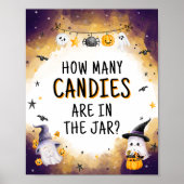 Halloween Baby shower Hoeveel Snoepjes Game Sign Poster (Voorkant)