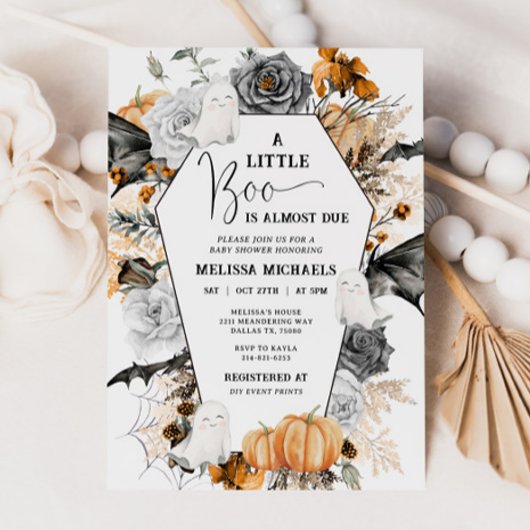 HALLOWEEN Baby shower Invitation, A Little Boo Kaart