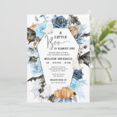 HALLOWEEN Baby shower Invitation, A Little Boo Kaart (Staand voorkant)